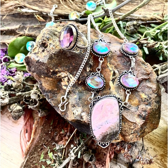 Rainbow Topaz Grey Pearl Sterling Silver 925 Assortment of Beautiful Jewelry - Picture 9 of 14